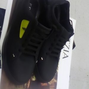 Fendi Black And Yellow Low Top Leather Sneakers